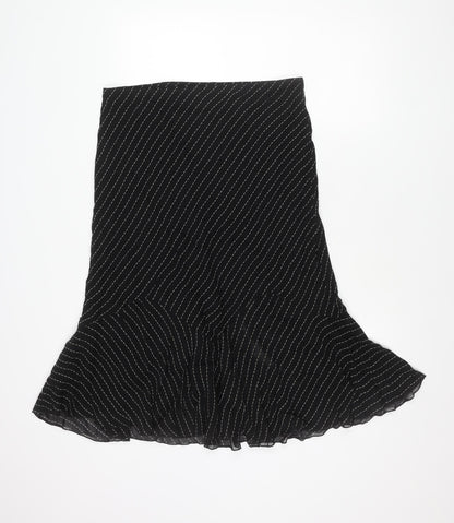 Marks and Spencer Women Black Striped Knee Length Skirt