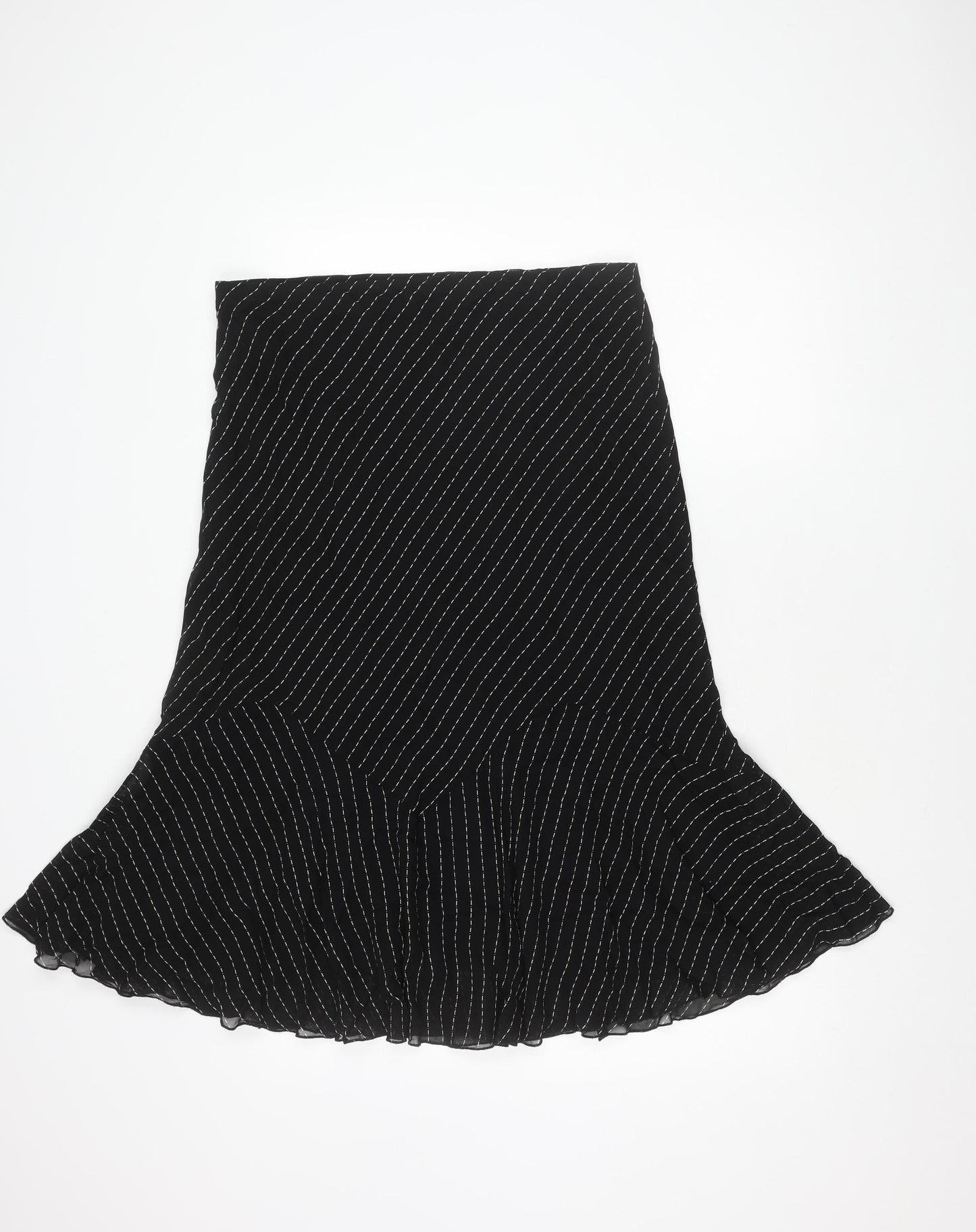Marks and Spencer Women Black Striped Knee Length Skirt