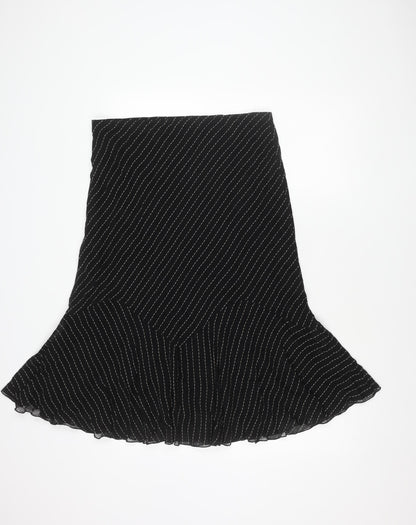 Marks and Spencer Women Black Striped Knee Length Skirt