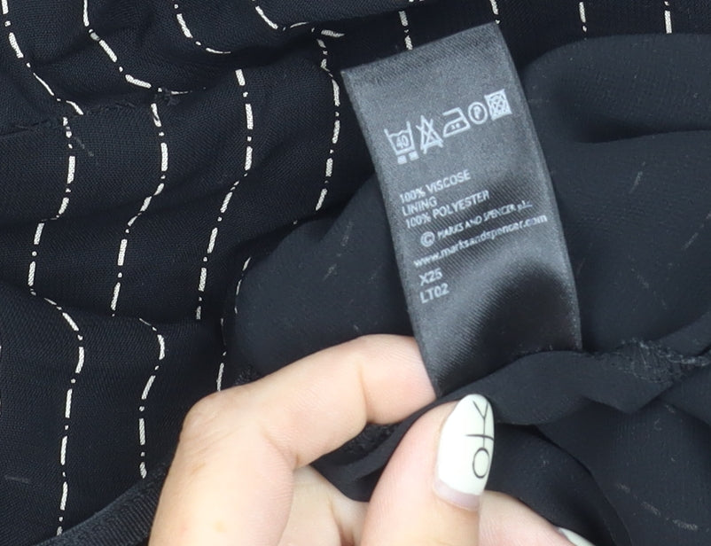 Marks and Spencer Women Black Striped Knee Length Skirt