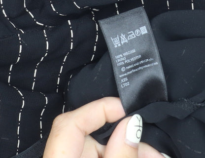 Marks and Spencer Women Black Striped Knee Length Skirt