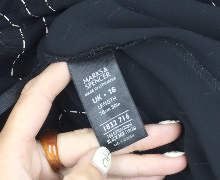 Marks and Spencer Women Black Striped Knee Length Skirt