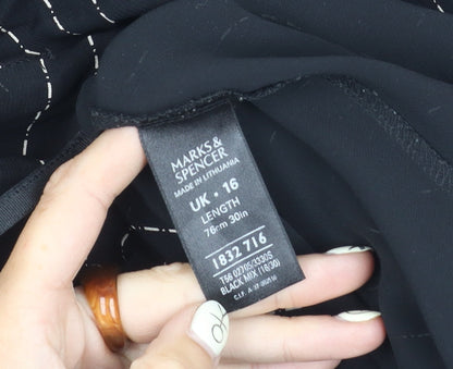 Marks and Spencer Women Black Striped Knee Length Skirt