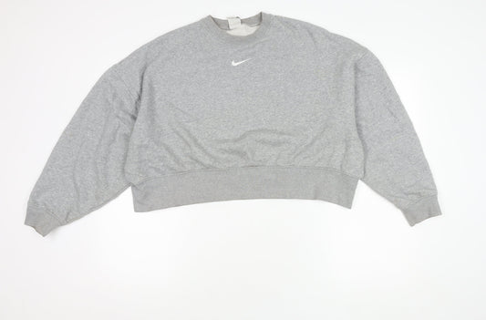 Additional front view of Nike Grey unisex crew neck sweatshirt m