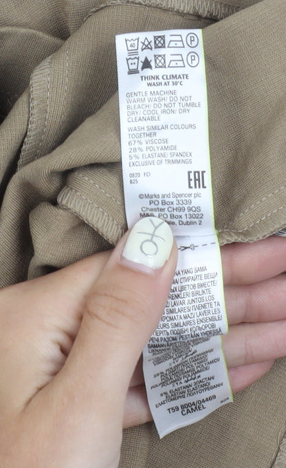 Marks and Spencer Women's Beige Long Pencil Skirt, Size 14