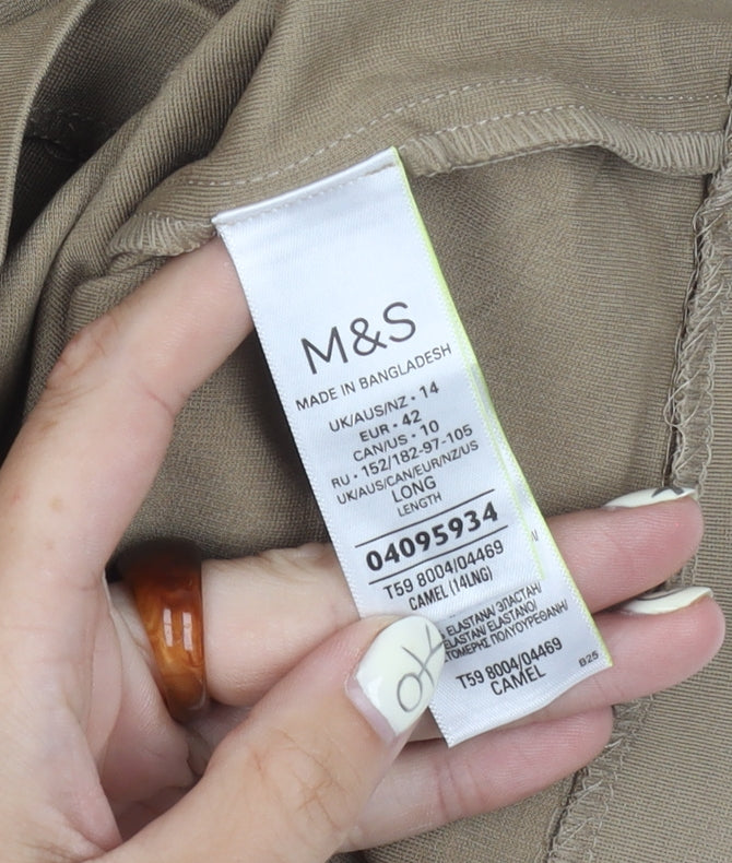 Marks and Spencer Women's Beige Long Pencil Skirt, Size 14