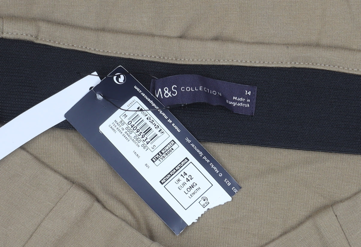 Marks and Spencer Women's Beige Long Pencil Skirt, Size 14