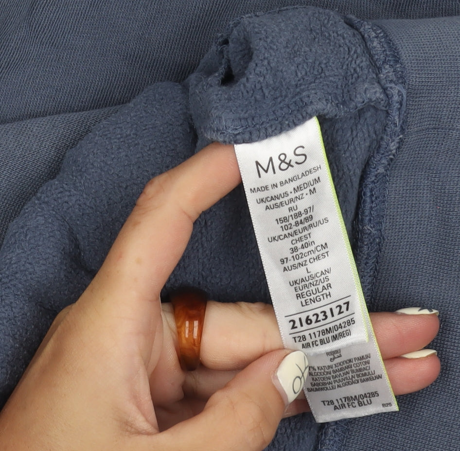 Mens UK Size M Marks and Spencer Blue Pullover Sweatshirt