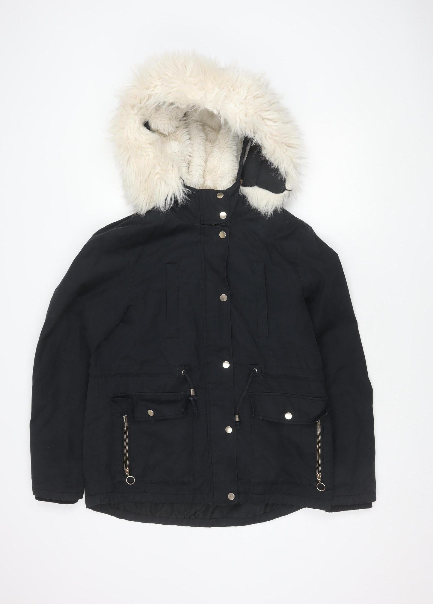 Womens UK Size 12 Topshop Black Parka Coat