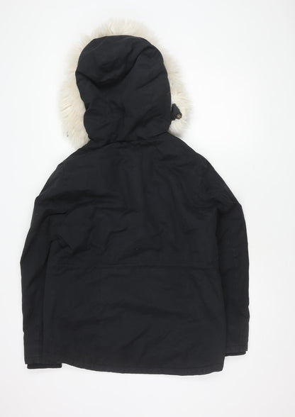 Womens UK Size 12 Topshop Black Parka Coat