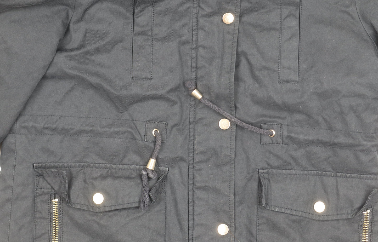 Womens UK Size 12 Topshop Black Parka Coat