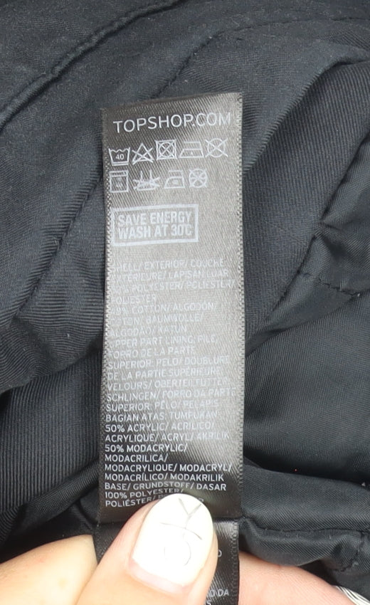 Womens UK Size 12 Topshop Black Parka Coat