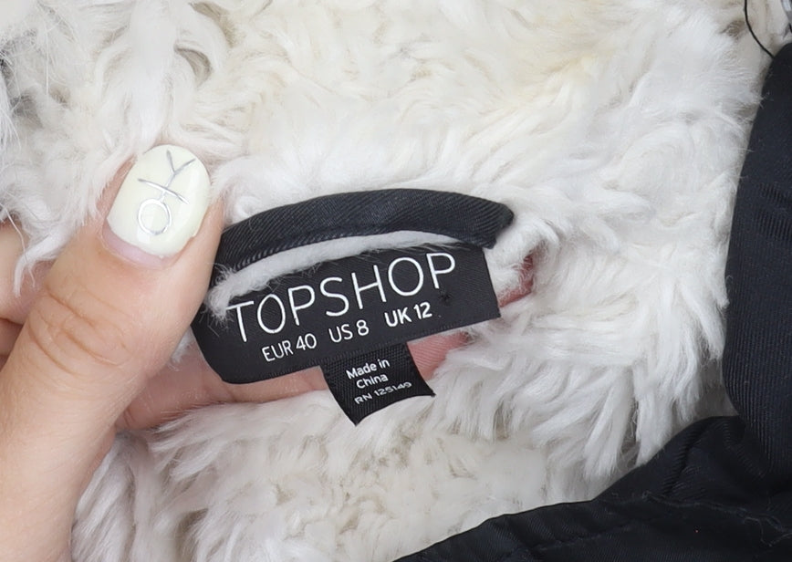 Womens UK Size 12 Topshop Black Parka Coat