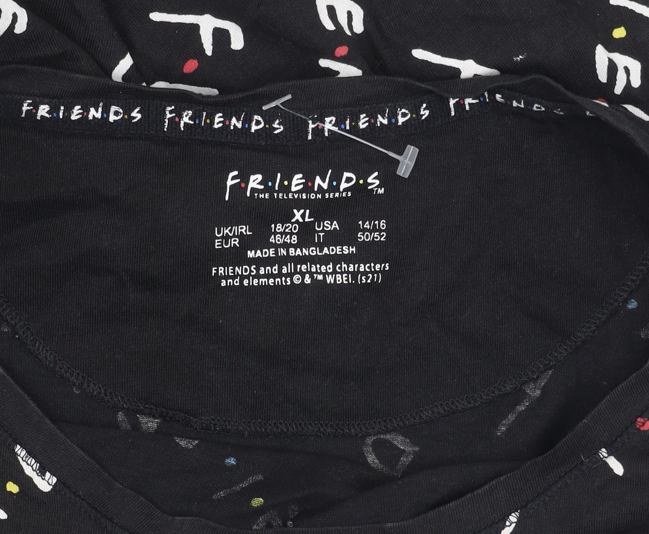 Womens UK Size XL Friends Black  T-Shirt