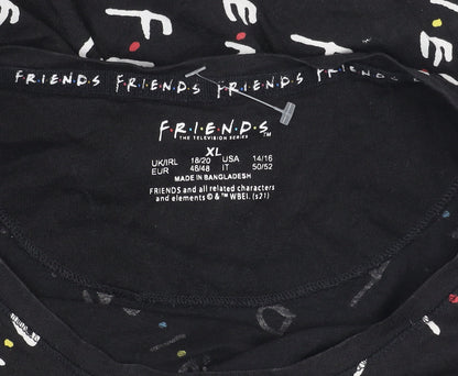 Womens UK Size XL Friends Black  T-Shirt
