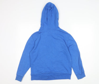 GAP Boys Blue Pullover Hoodie L Logo Cotton Blend Casual