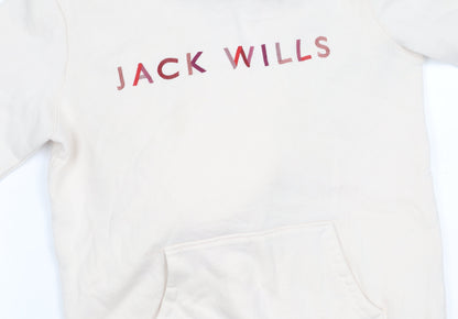 Jack Wills Girls Beige Pullover Hoodie Size 8 with Logo
