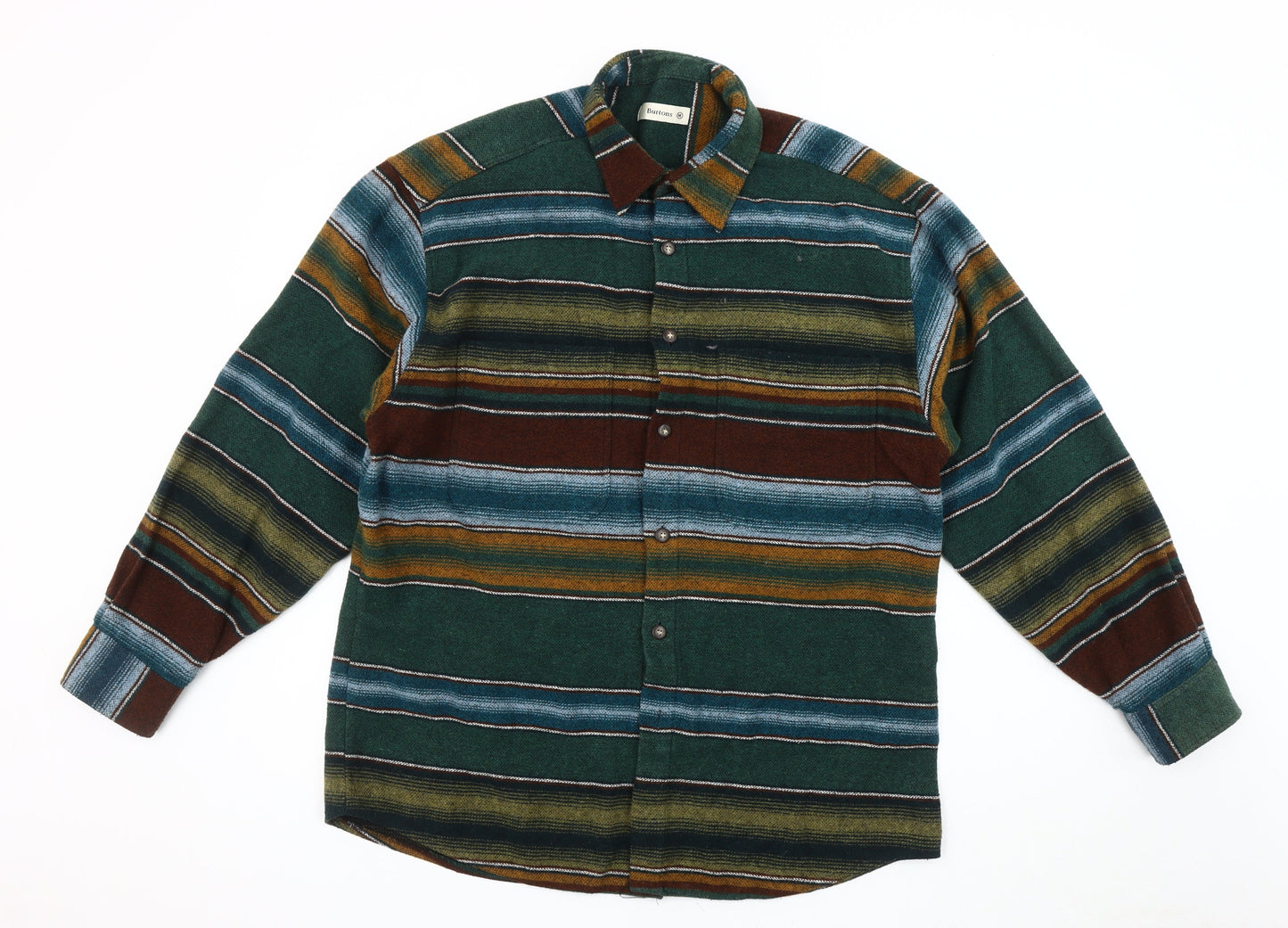 Burtons Men's Multicoloured Striped M Button Shirt