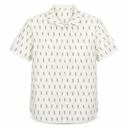 New Look Men's Ivory Geometric Button-Up Shirt M