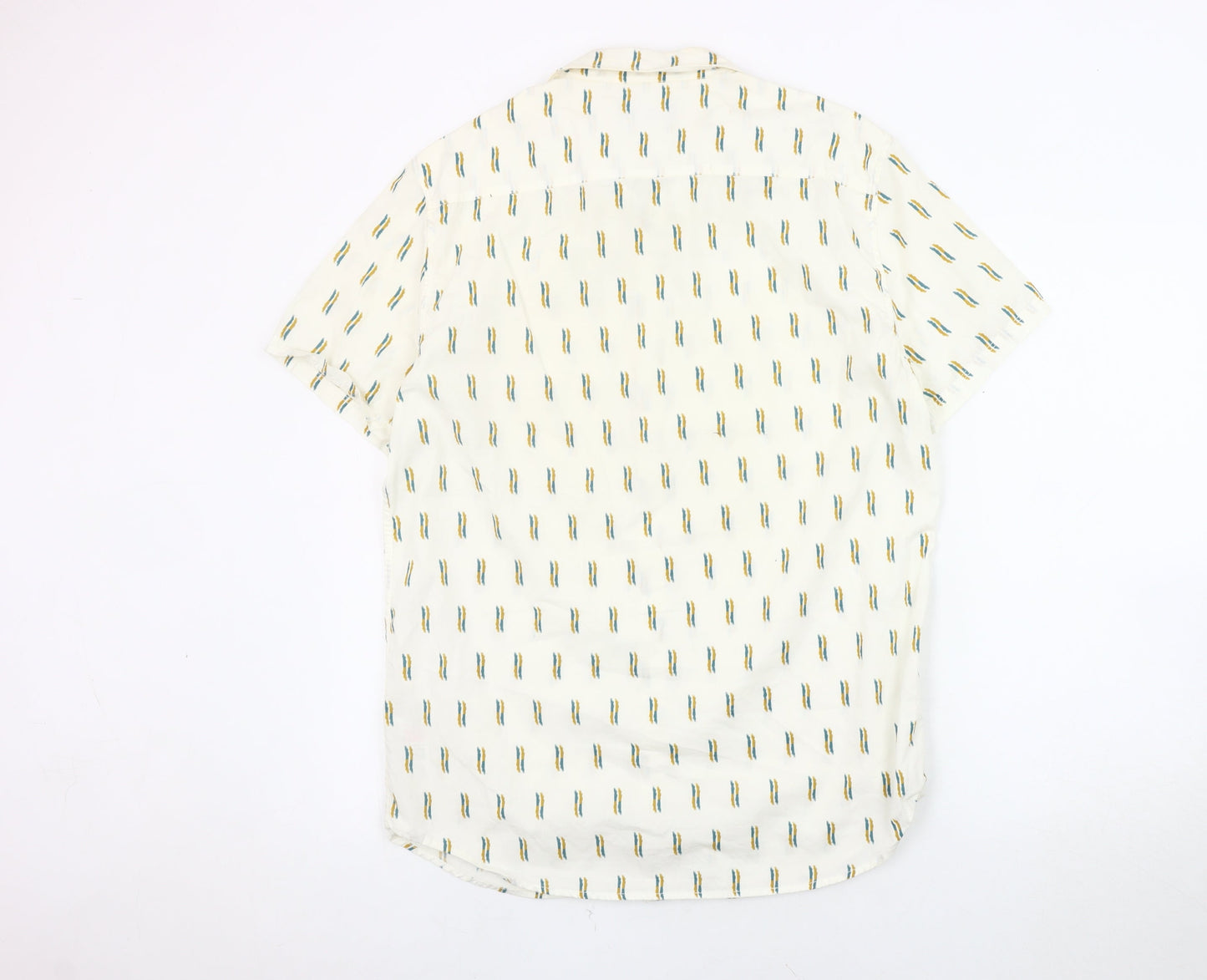 New Look Men's Ivory Geometric Button-Up Shirt M