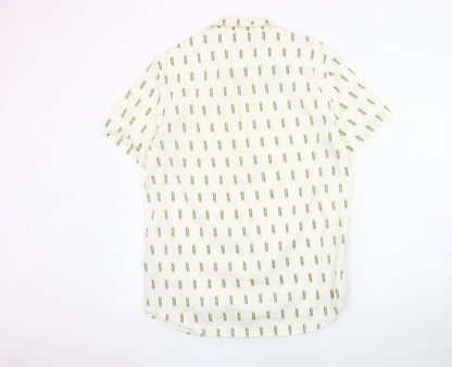 New Look Men's Ivory Geometric Button-Up Shirt M