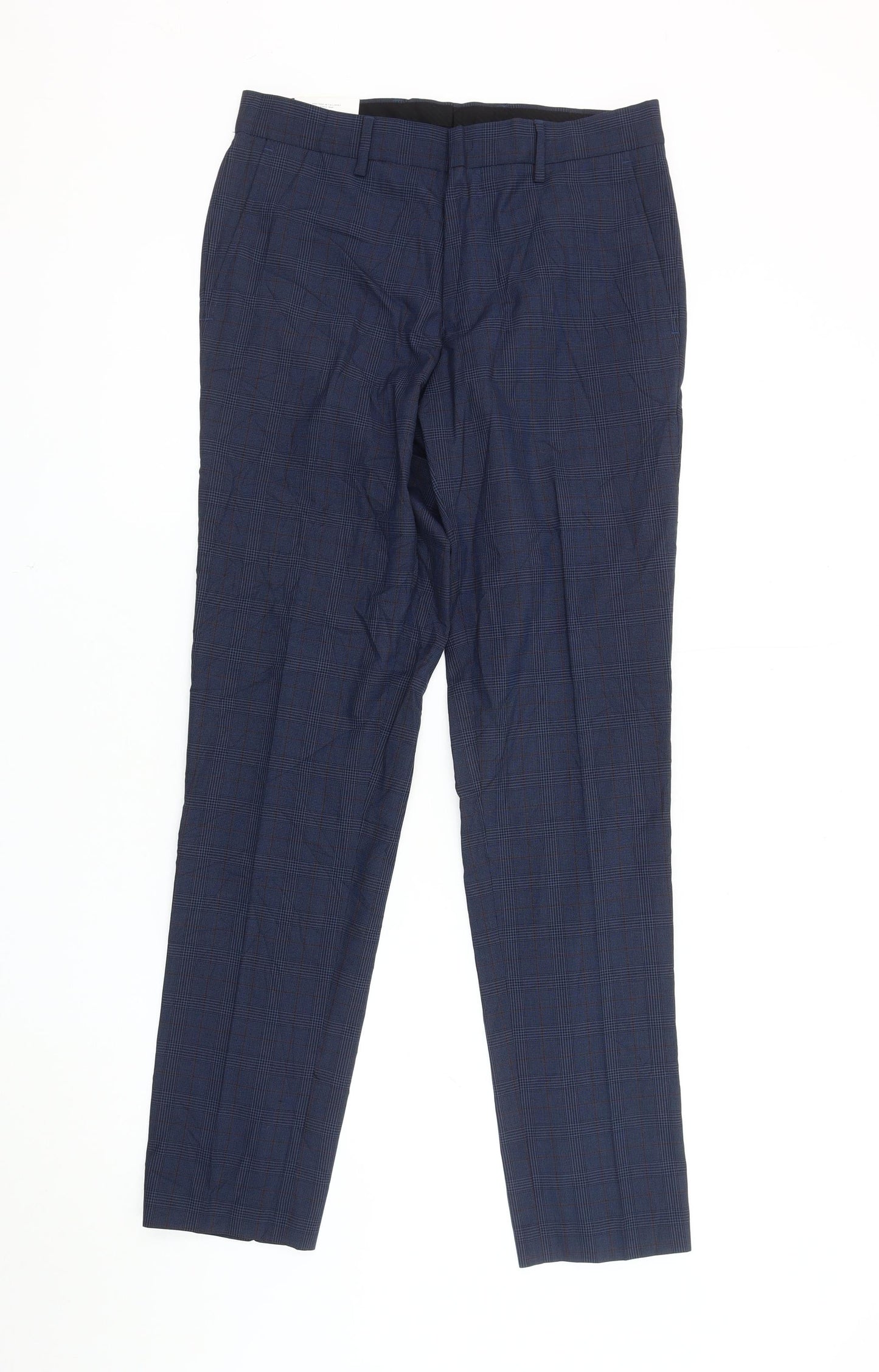 Burton Men's Blue Slim Fit Check Trousers 30R