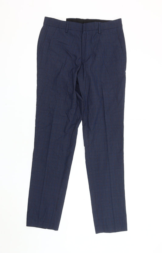 Burton Men's Blue Slim Fit Check Trousers 30R