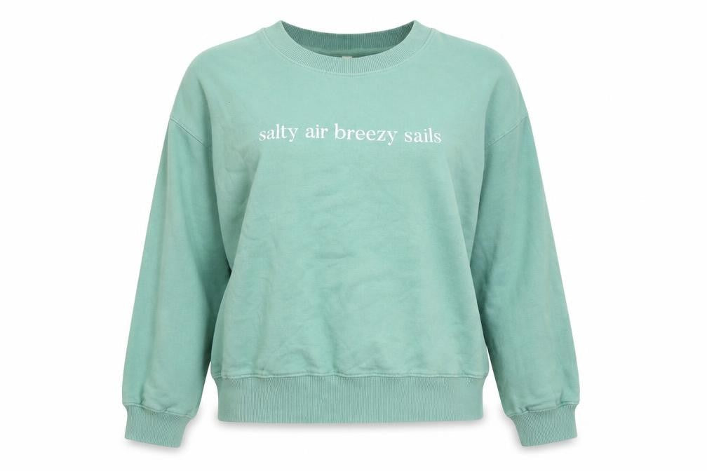 Front view of Earth Positive unisex green pullover sweatshirt xl