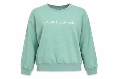 Front view of Earth Positive unisex green pullover sweatshirt xl