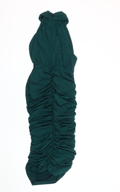 AX Paris Green Ruched Strapless Dress, Size 14