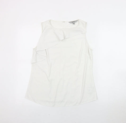 Coast Ivory Sleeveless Blouse with Ruffle Detail