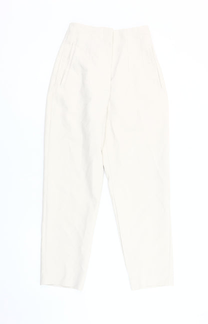 Womens UK Size XS Zara Regular Fit Casual Ivory Trousers