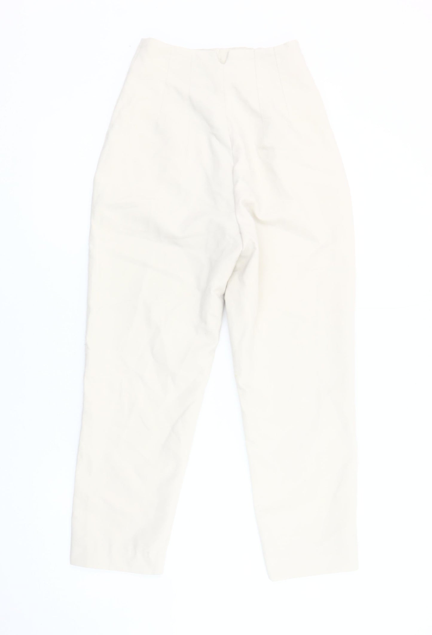 Womens UK Size XS Zara Regular Fit Casual Ivory Trousers