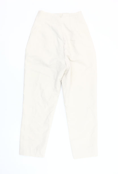 Womens UK Size XS Zara Regular Fit Casual Ivory Trousers