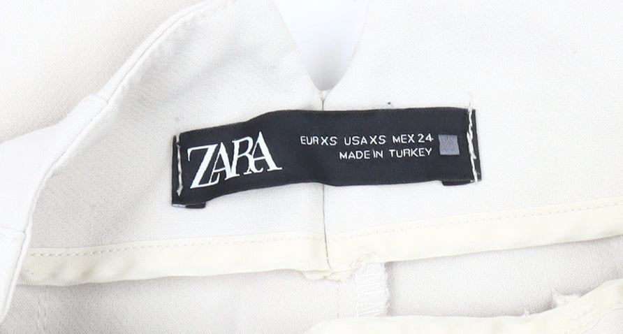 Womens UK Size XS Zara Regular Fit Casual Ivory Trousers