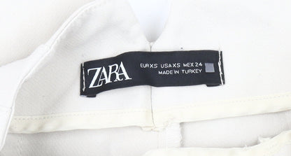Womens UK Size XS Zara Regular Fit Casual Ivory Trousers