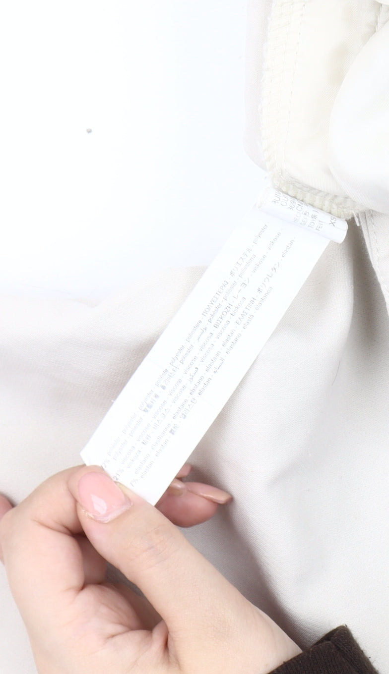 Womens UK Size XS Zara Regular Fit Casual Ivory Trousers