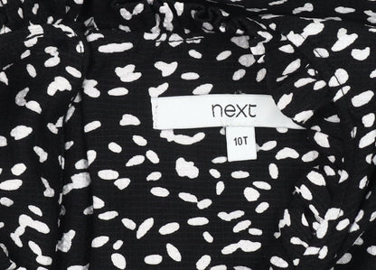 Next Women's Black Animal Print Fit & Flare Dress Size 10 Tall