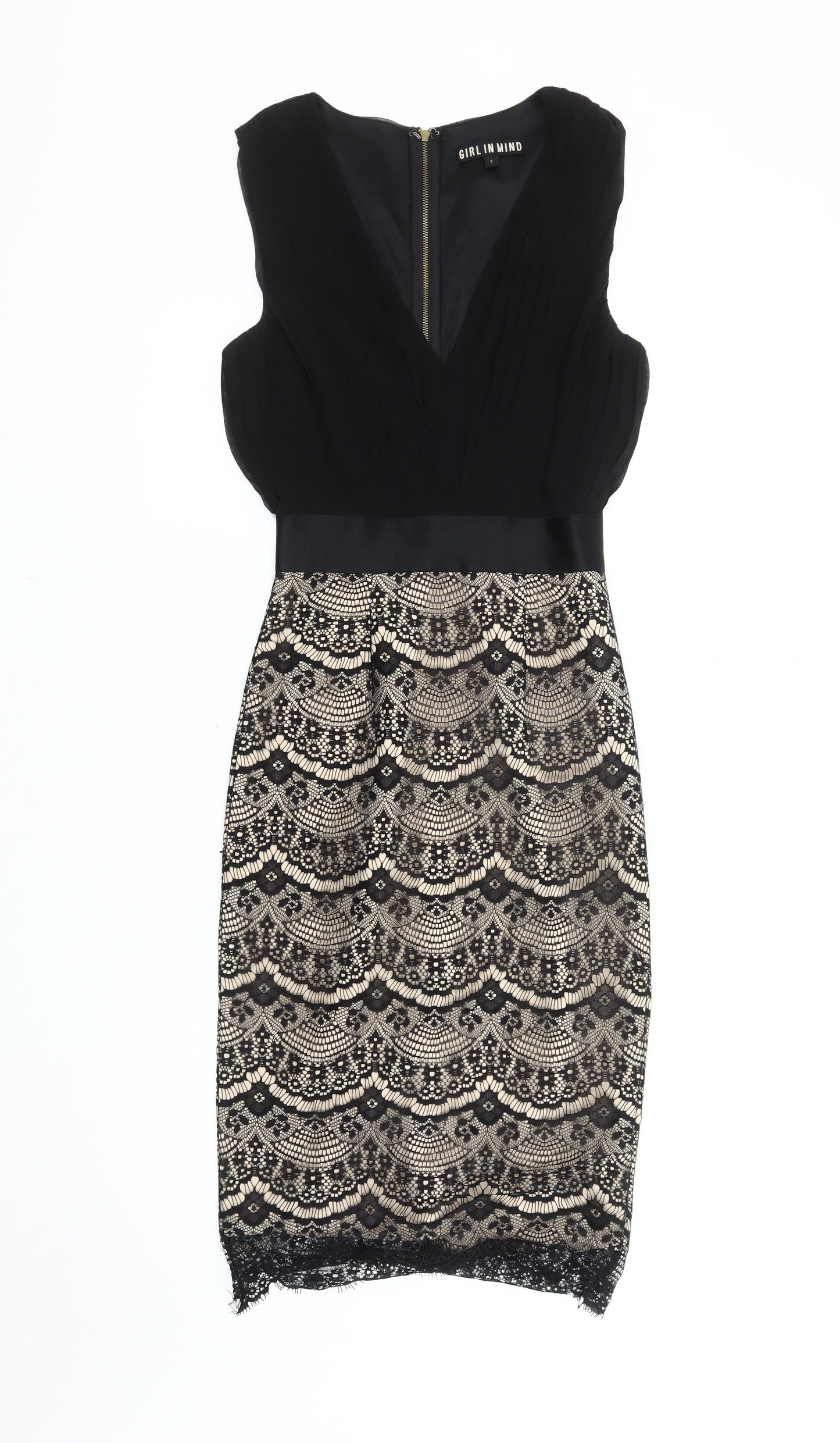 Girl in Mind Women's Black Beige Sheath Dress Size 8