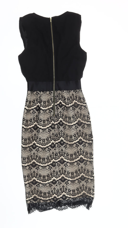 Girl in Mind Women's Black Beige Sheath Dress Size 8