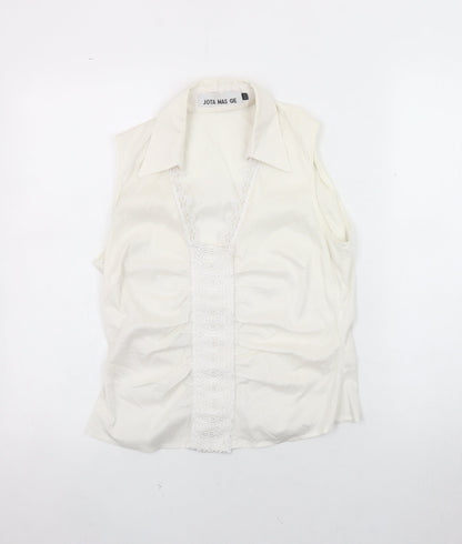 Jota Mas Ge Ivory Blouse, Women, Size 4, Lace Accents