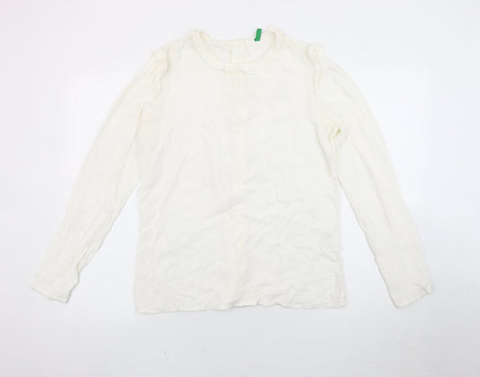 Womens UK Size M United Colors of Benetton White  Blouse