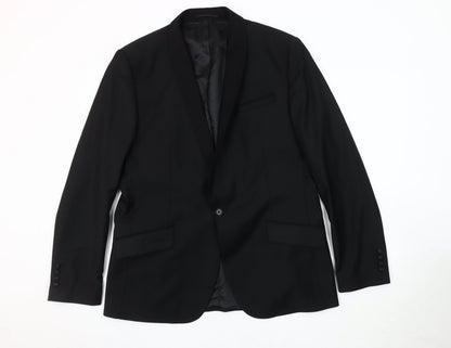 Mens UK Size 44 River Island Regular Black Suit Jacket