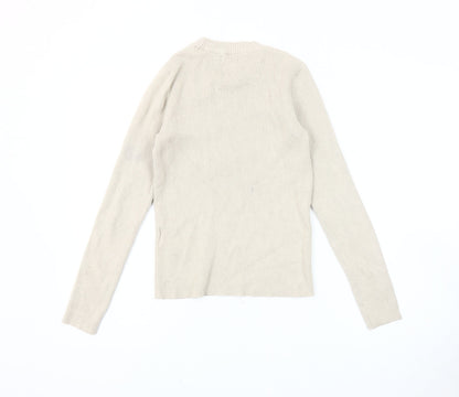 Womens UK Size S Pieces Beige Pullover Jumper