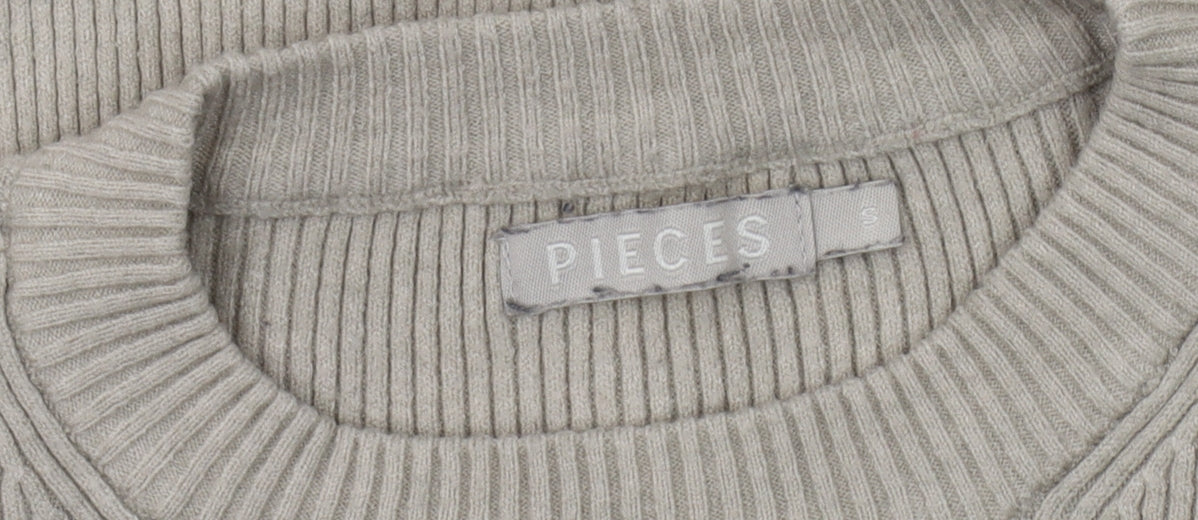 Womens UK Size S Pieces Beige Pullover Jumper