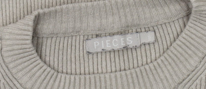 Womens UK Size S Pieces Beige Pullover Jumper