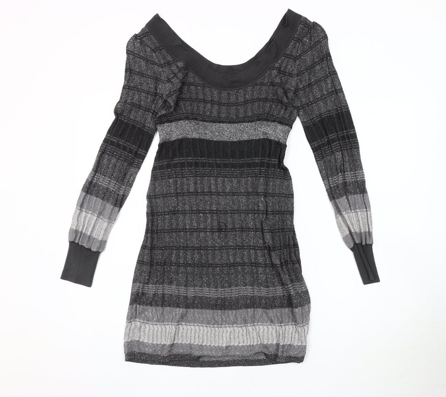Oasis Women's Black Striped Knit Dress Size S