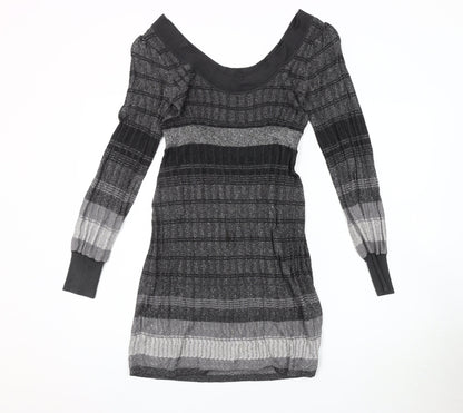 Oasis Women's Black Striped Knit Dress Size S