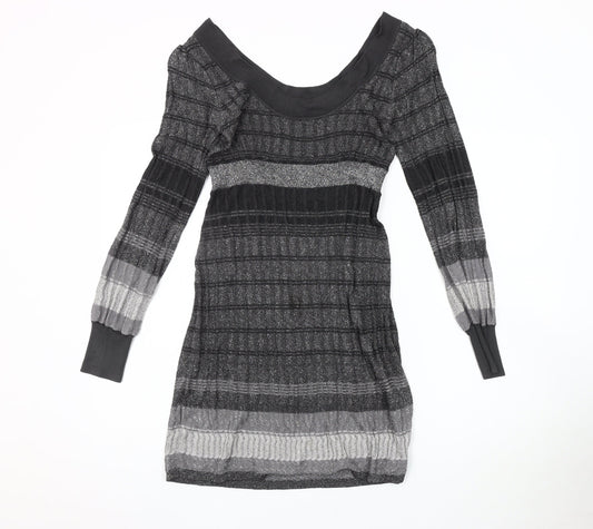 Oasis Women's Black Striped Knit Dress Size S