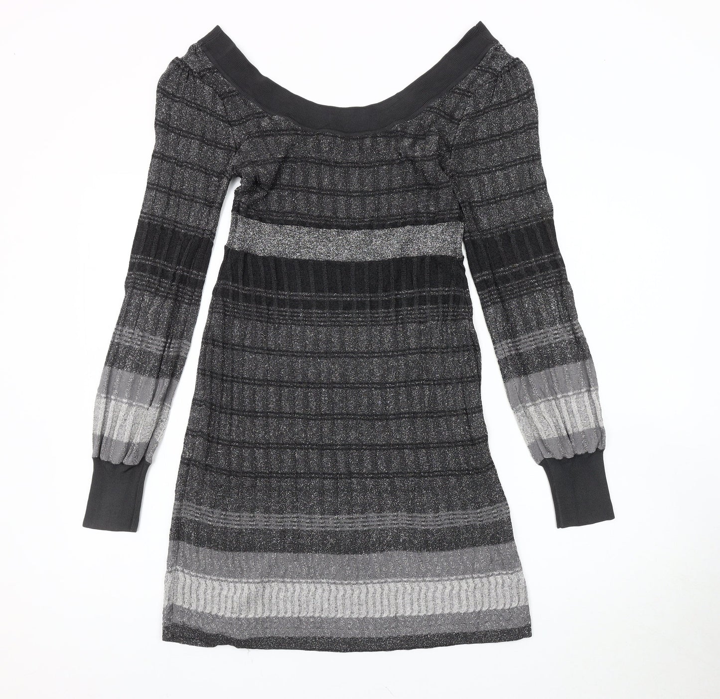 Oasis Women's Black Striped Knit Dress Size S